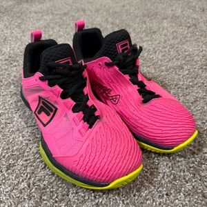 FILA Speedserve Energized Pink & Neon Yellow Tennis Shoes Barbiecore Y2K Size 7